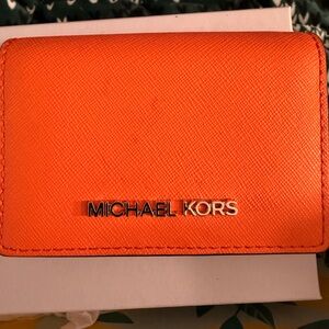 Michael Kors Orange Leather Card Wallet